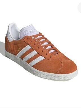 adidas Gazelle Suede Sneaker in Orange and White, Men's Size 7